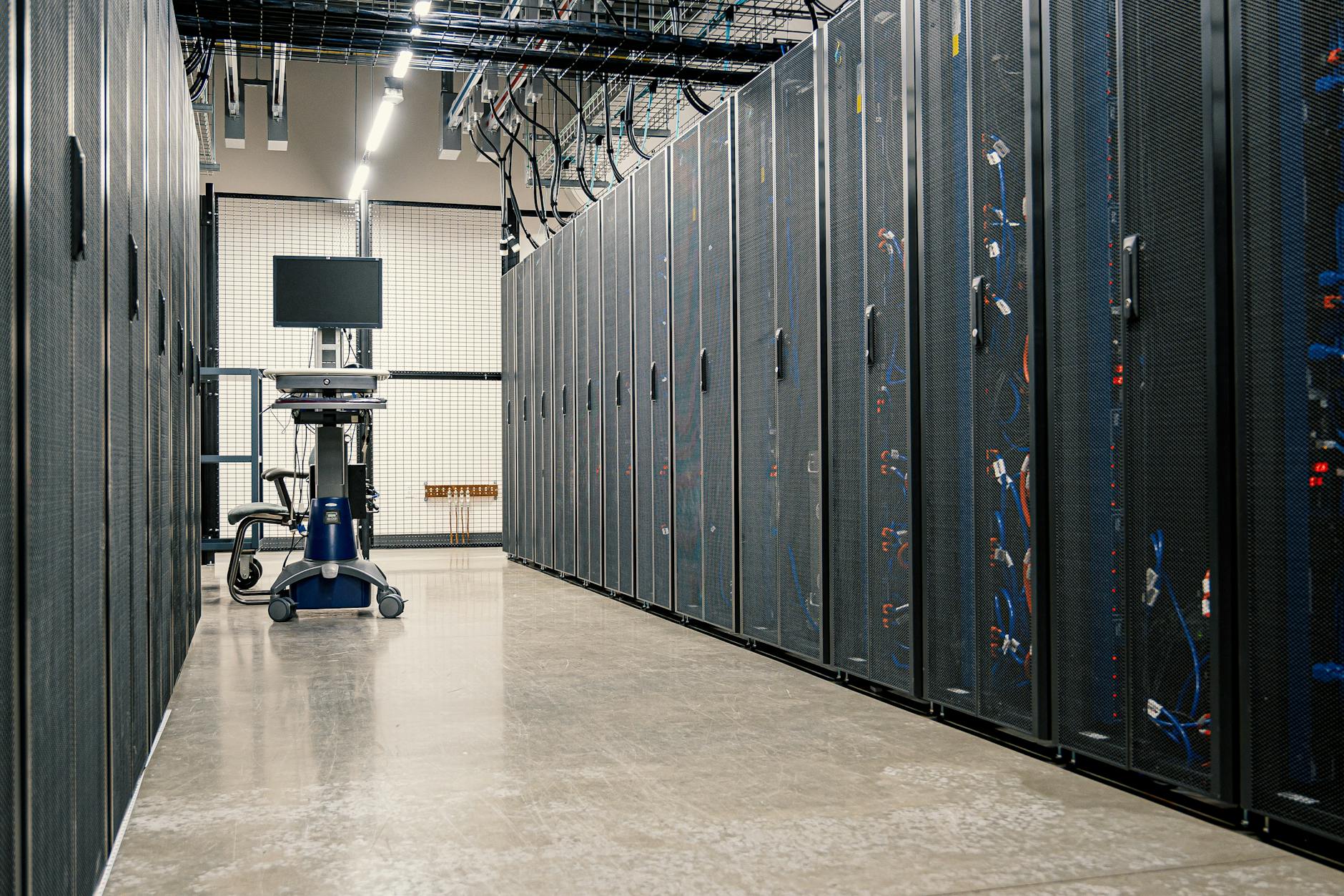 Rows of server racks in a modern data center, representing low-latency VPS hosting for Nordic users.