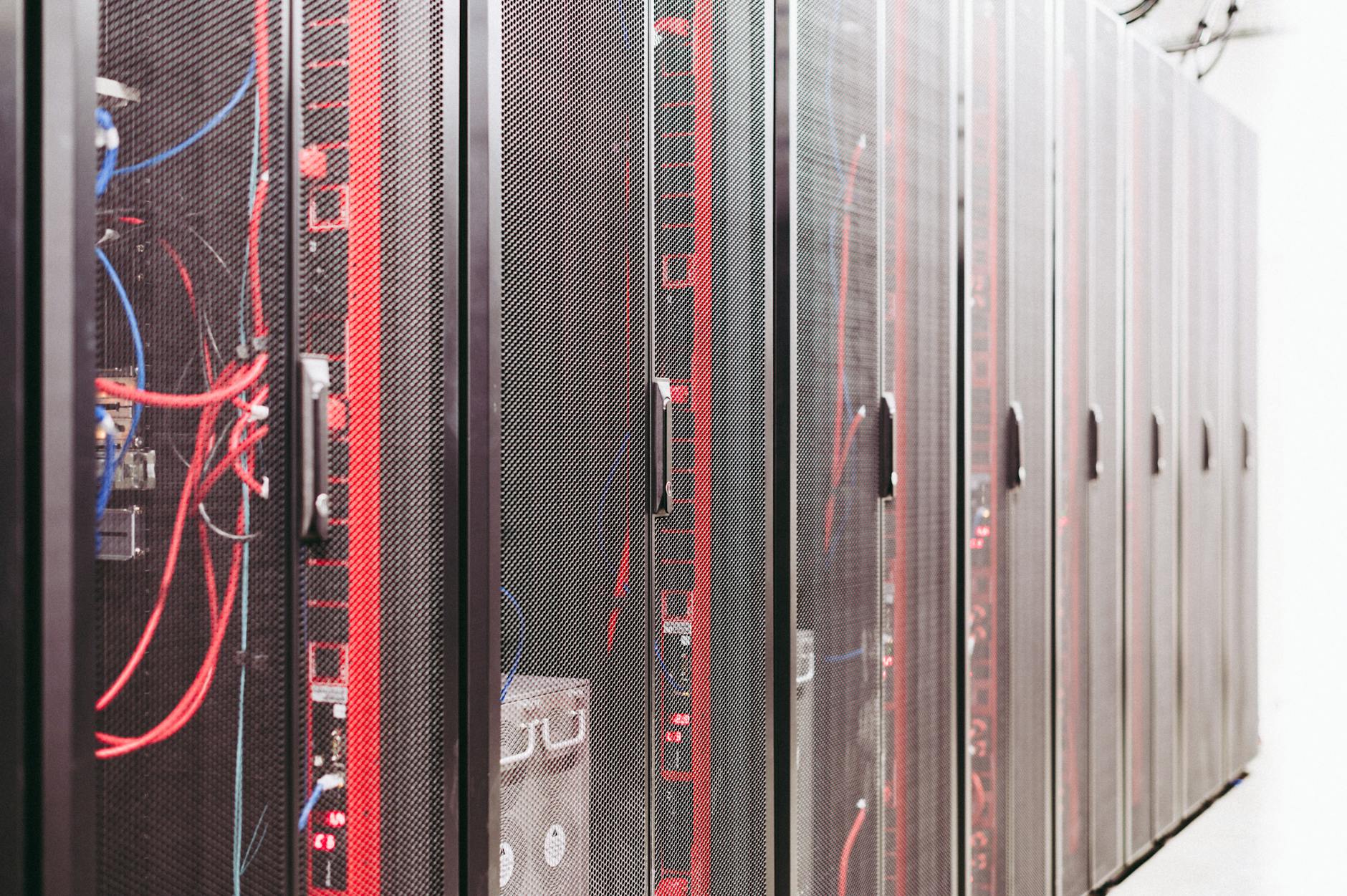 Server rack symbolizing managed WordPress hosting performance and infrastructure in a Cloudways vs Kinsta comparison.